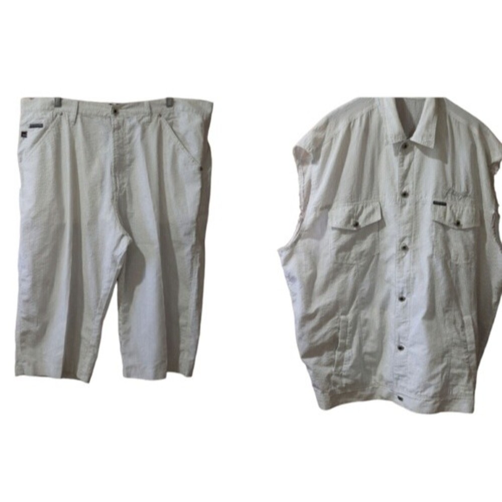 Phat Farm Vintage Y2K Seersucker Short Suit Set 40 Streetwear Hip-Hop